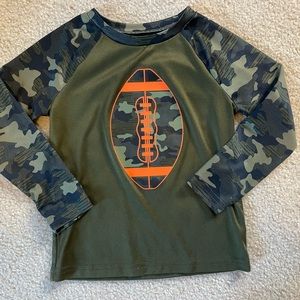 Boys football camo long sleeve shirt moisture wicking